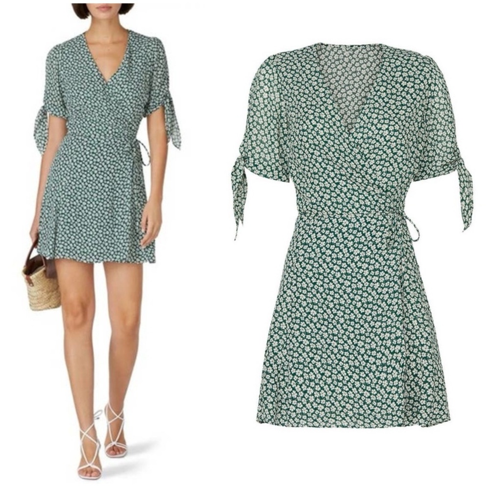 Reformation Green Floral Mini Dress